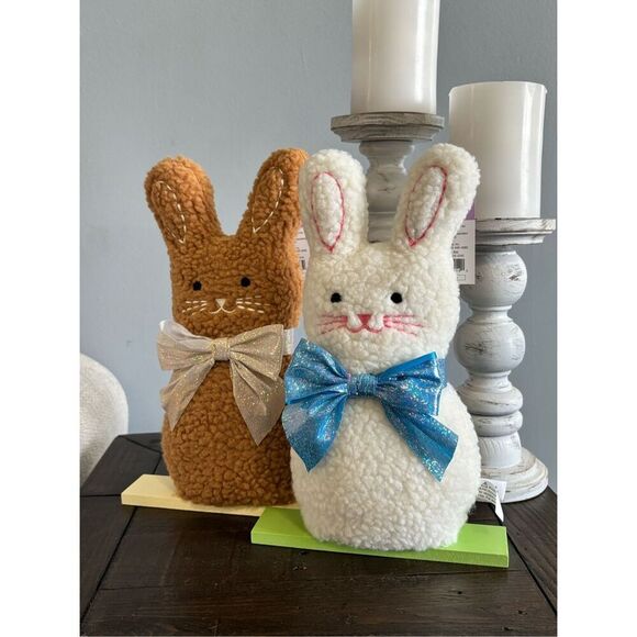 Target Spritz brown and white plush Easter bunny decorations - Picture 1 of 6